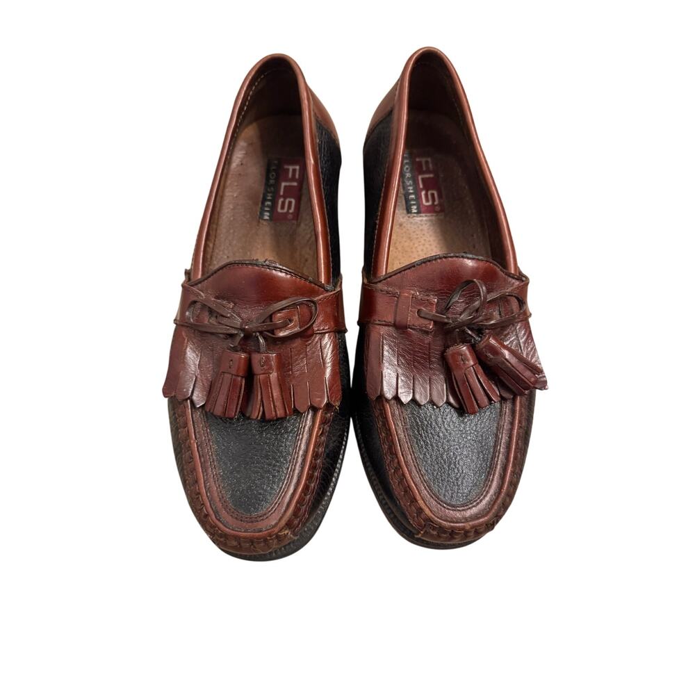 Men's Vintage FLS Florsheim Slip On Loafer Dress Shoes Size 8M Black/Brown